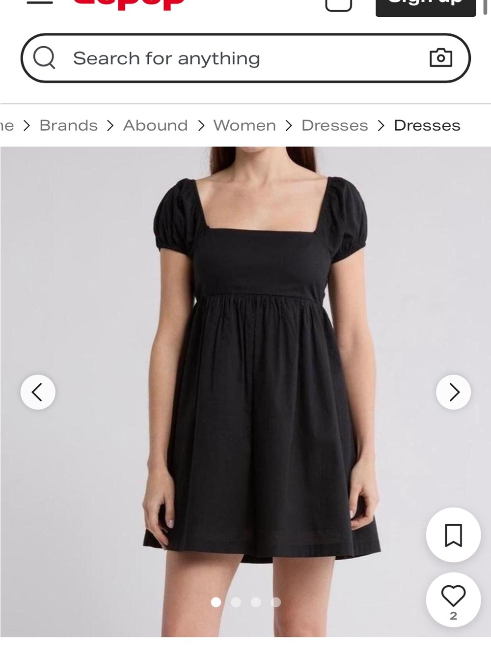 Abound Black Square-Neck Mini Babydoll Dress